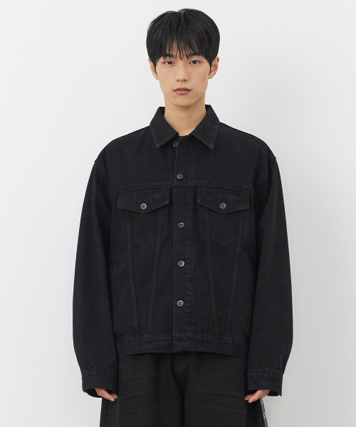 OVERSIZED DENIM TRUCKER куртка [выстиранный черный]