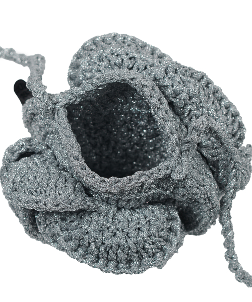 Glittered Rose Handmade Knitted Bag [Silver]