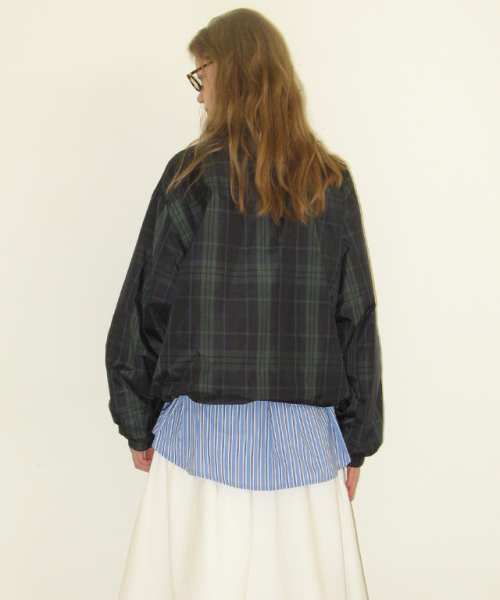 POCKET HALF ZIP UP ANORAK GREEN CHECK