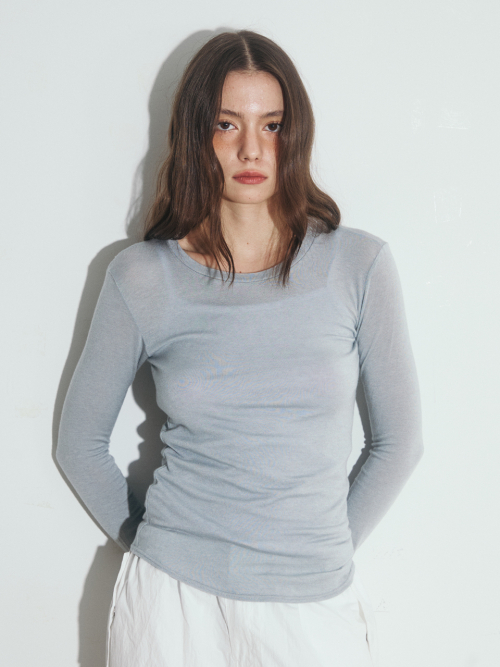 BASIC SEE-THROUGH LONG SLEEVE, SKY BLUE