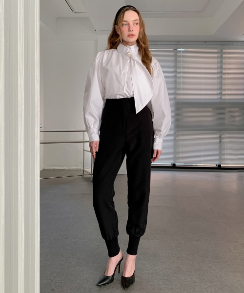 Back Banding Jogger Slacks черный