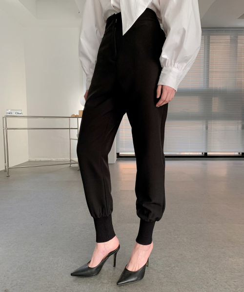 Back Banding Jogger Slacks черный