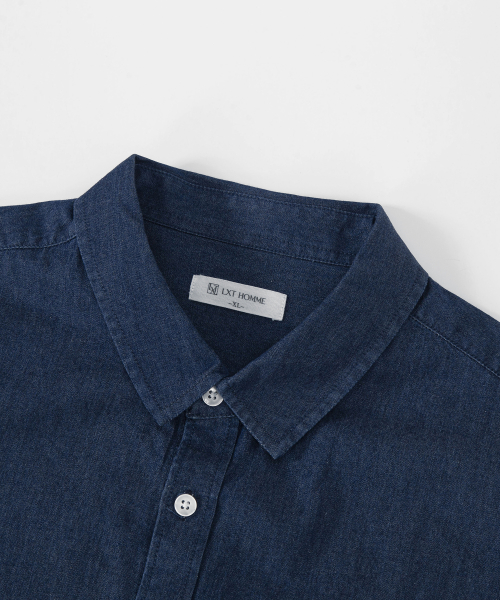 Длинная джинсовая рубашка прямого кроя (Dark Indigo)