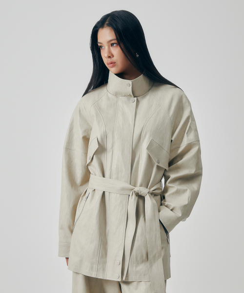 Distressed Leather Set-up Jumper [ бежевый ]