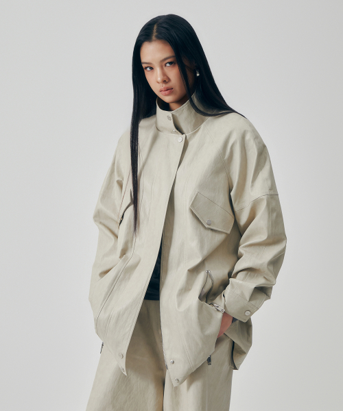 Distressed Leather Set-up Jumper [ бежевый ]