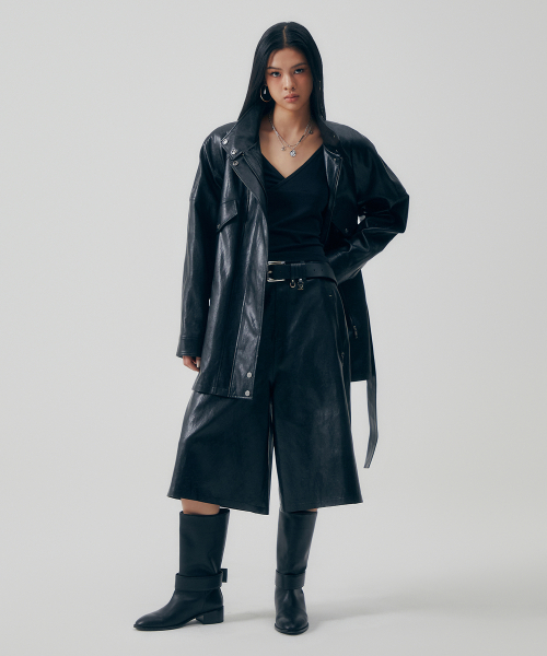 Distressed Leather Set-up Jumper [ черный ]