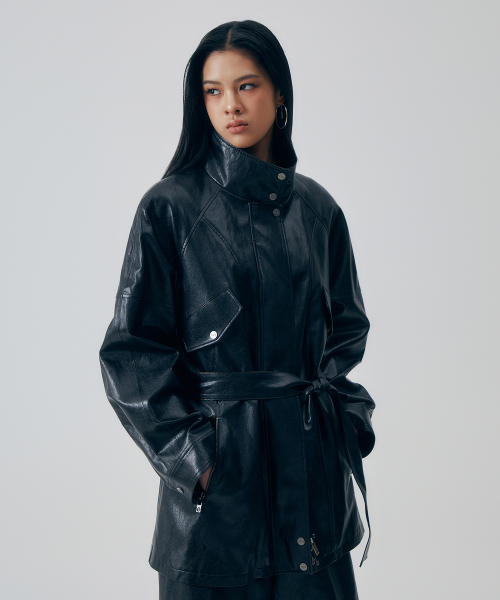 Distressed Leather Set-up Jumper [ черный ]