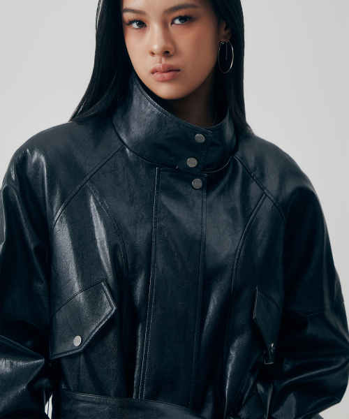 Distressed Leather Set-up Jumper [ черный ]