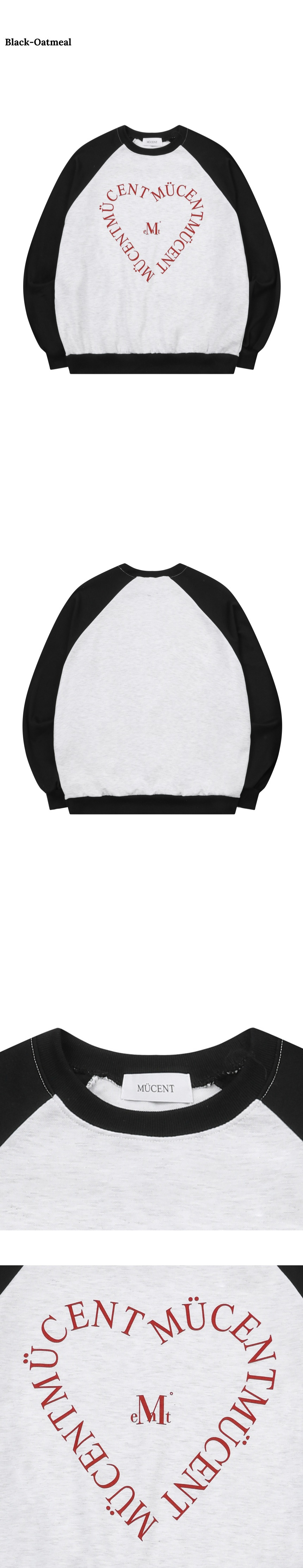 ★MUCENT★ Heart lettering Nagrang color matching man-to-man MUSINSA | MUCENT Heart Lettering Loose Fit Long Sleeve Man