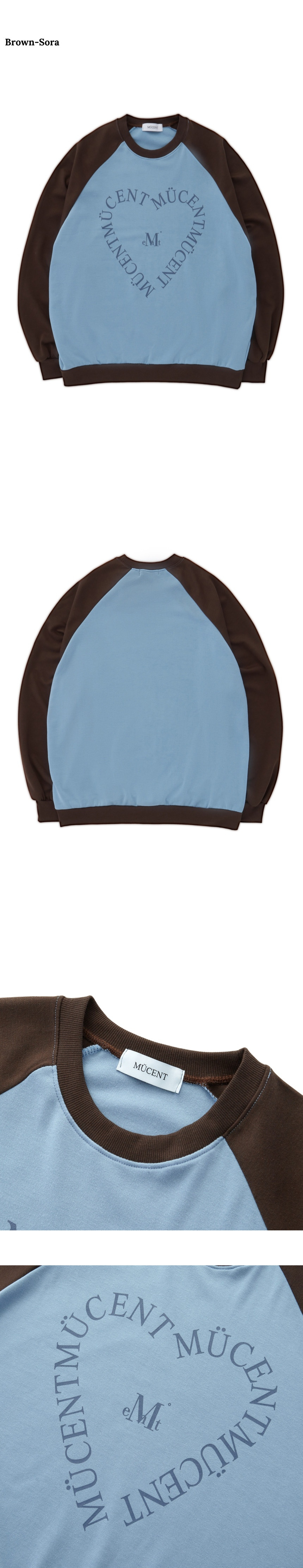 ★MUCENT★ Heart lettering Nagrang color matching man-to-man MUSINSA | MUCENT Heart lettering Nagrang color blocking man