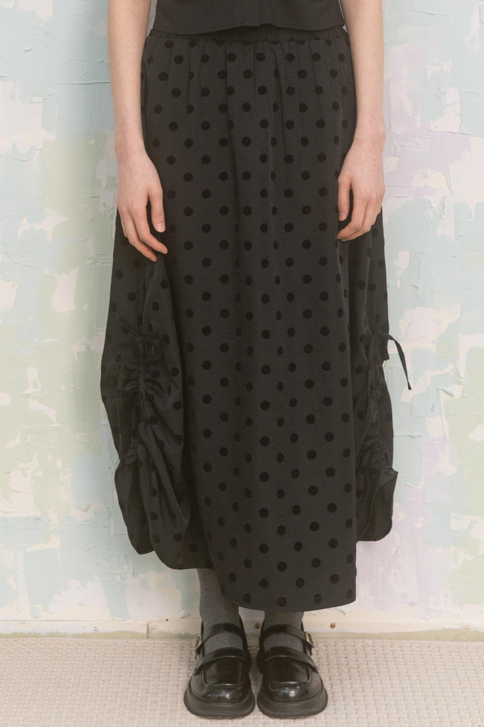 スカート n.k atelier shirring dot long skirt n.k atelier shirring dot long skirt