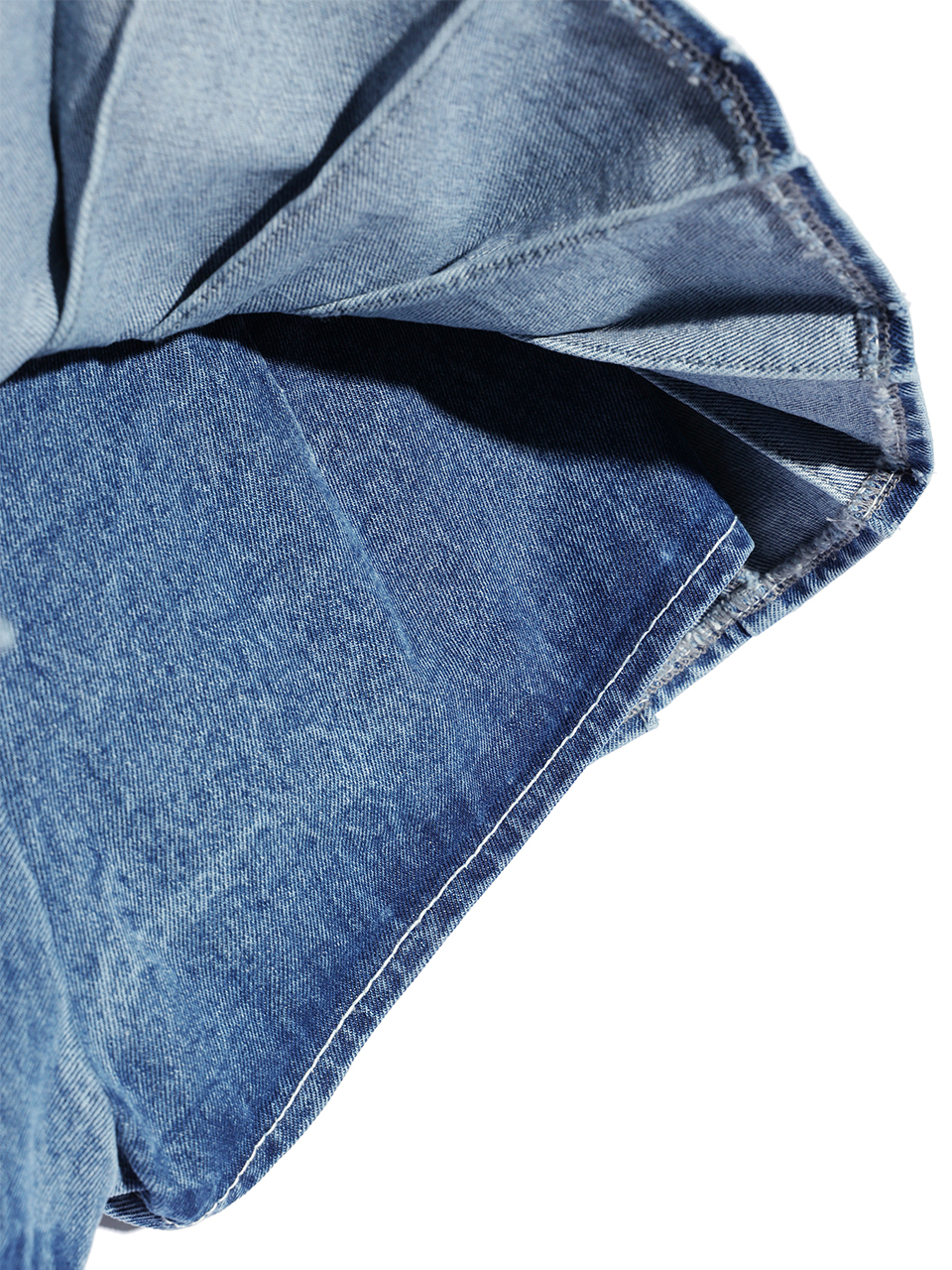 MUSINSA | YOUHEE DENIM LOW-RISE PLEATS SKIRT LIGHT BLUE