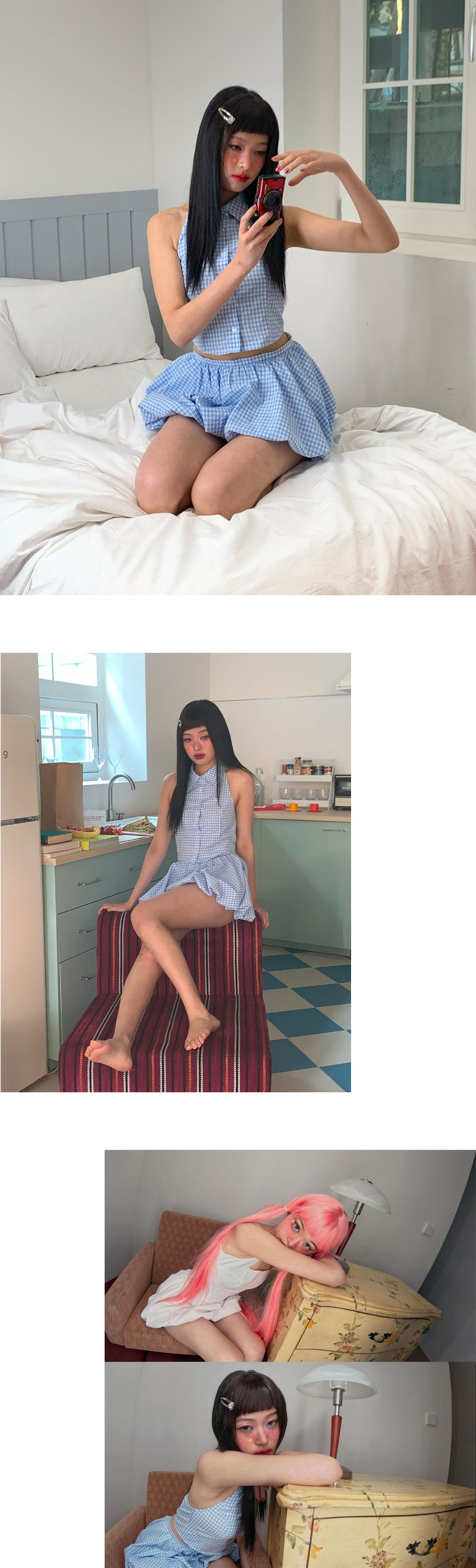 [YOUHEE] CHECK BALLOON MINI SKIRT チェック バルーンスカート YOUHEE] CHECK BALLOON MINI SKIRT /追跡付