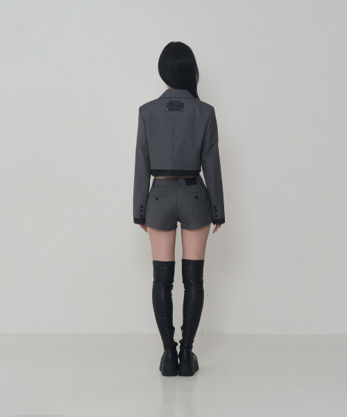 Шорты микро с контрастными слоями сет-ап (Grey)