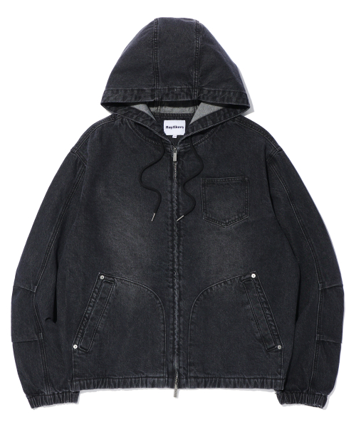 Джинсовая куртка с капюшоном Brushed Denim Black (MP1JU035-076)