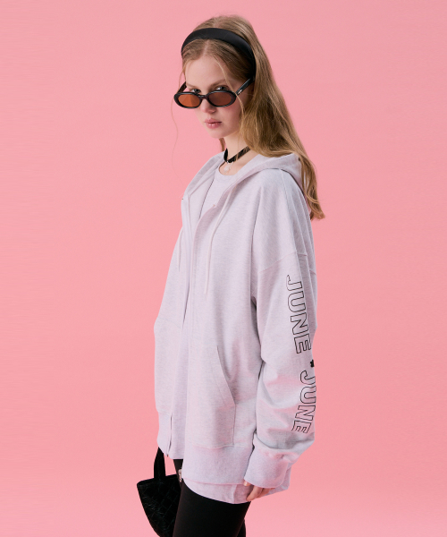 VOL11.Boxy Hood Zip-up_Melange (худи на молнии)