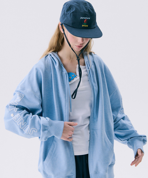 VOL11.Boxy Hood Zip-up_Skyblu (худи на молнии)