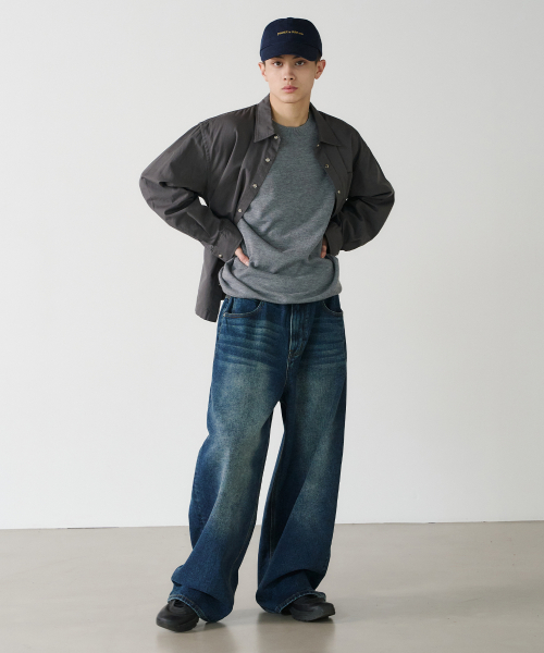 wide denim брюки (blue)