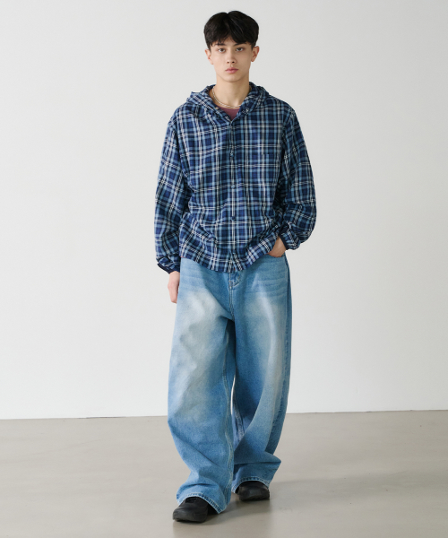 wide denim брюки (mid blue)