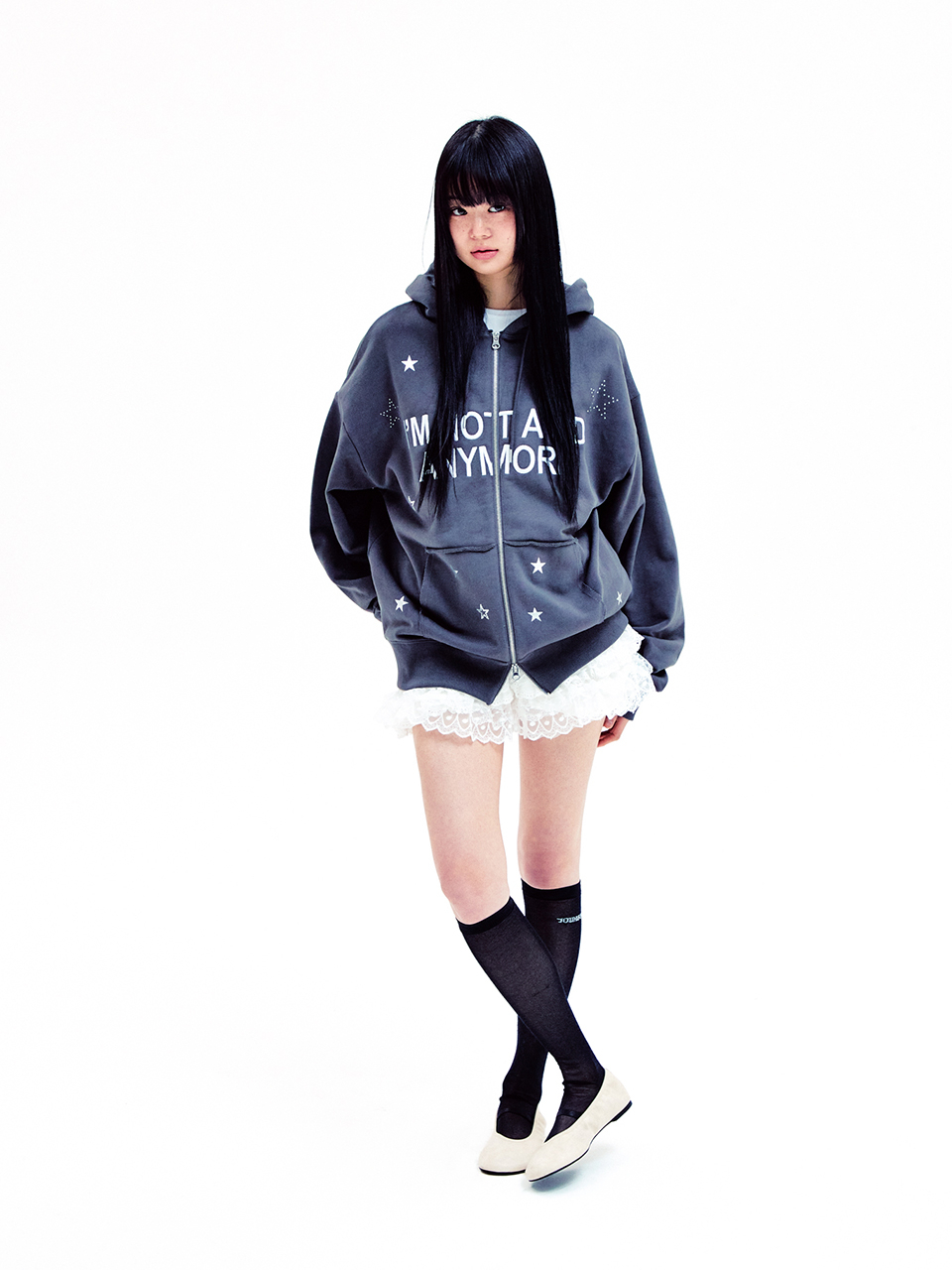 NOT A KID HOOD ZIP-UP CHARCOAL 상세 이미지 6