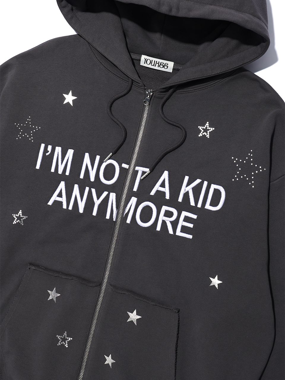 NOT A KID HOOD ZIP-UP CHARCOAL 상세 이미지 10