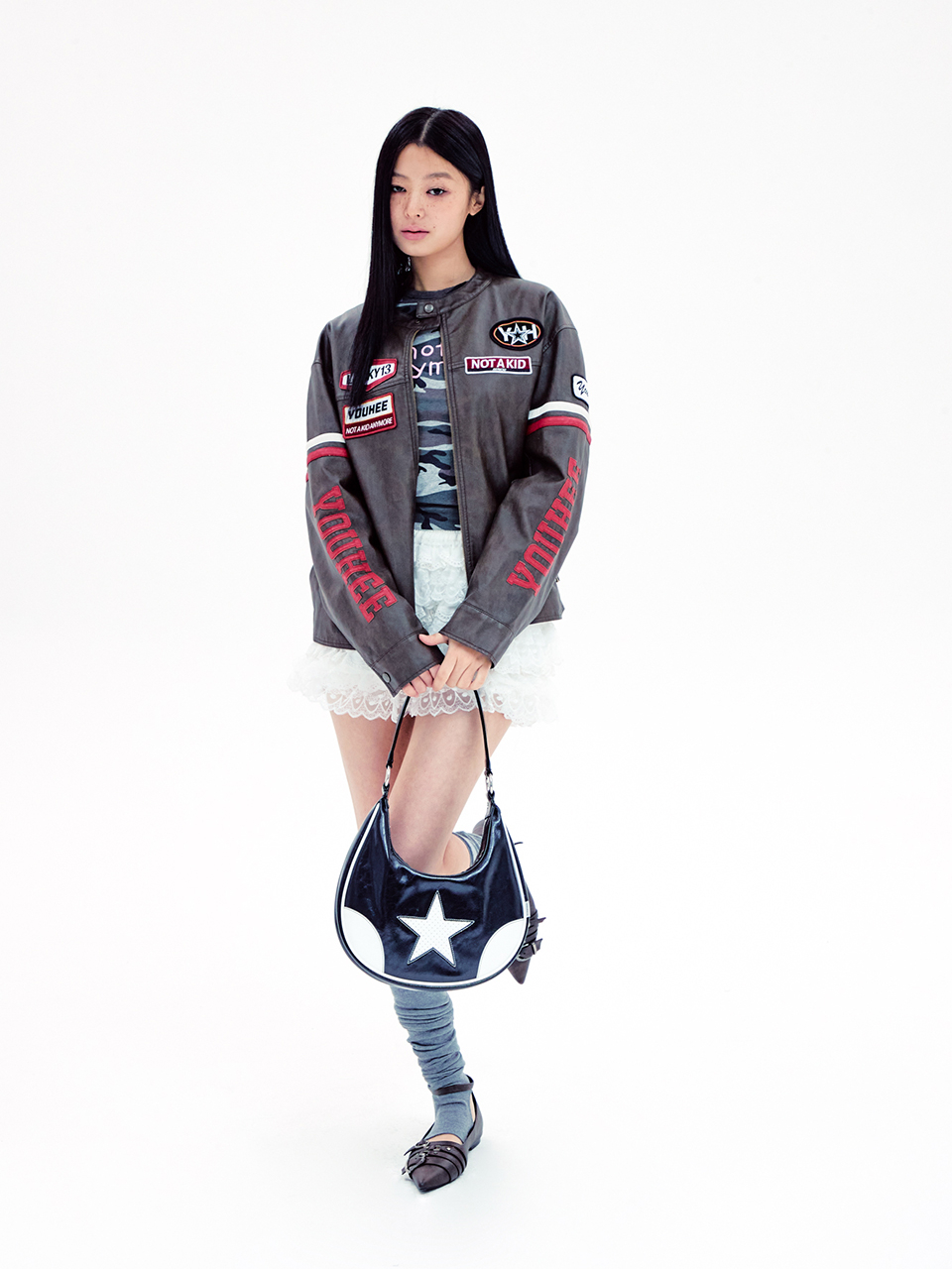 MUSINSA | YOUHEE STAR LEATHER HOBO BAG BLACK