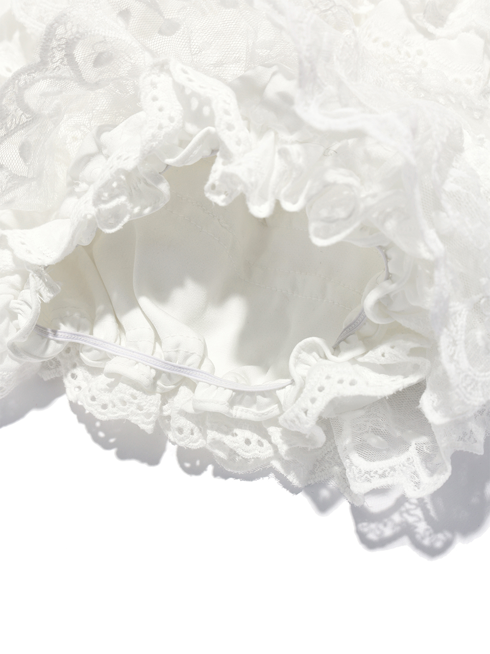 MUSINSA公式 | YOUHEE LACE BALLOON SKIRT SHORTS WHITE