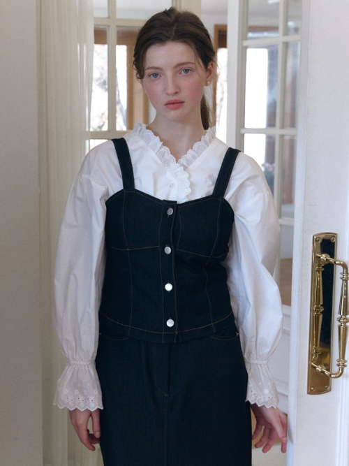 bustier smoking denim top_black