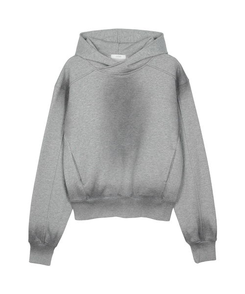 Variation Spray Washed Crop Hoodie M.Gray