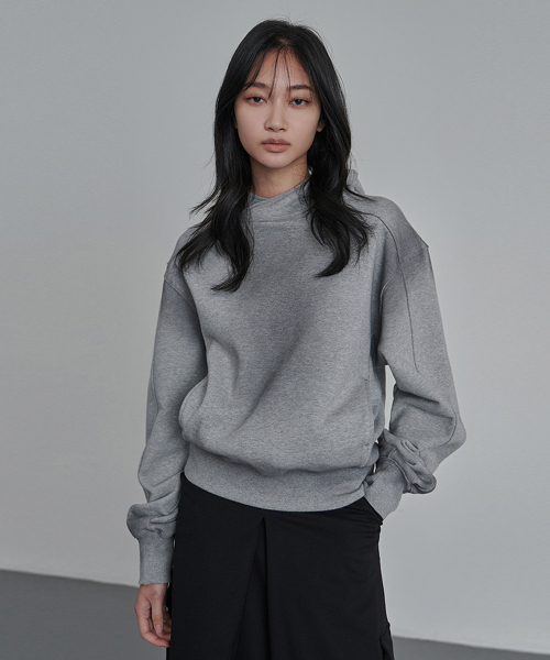 Variation Spray Washed Crop Hoodie M.Gray