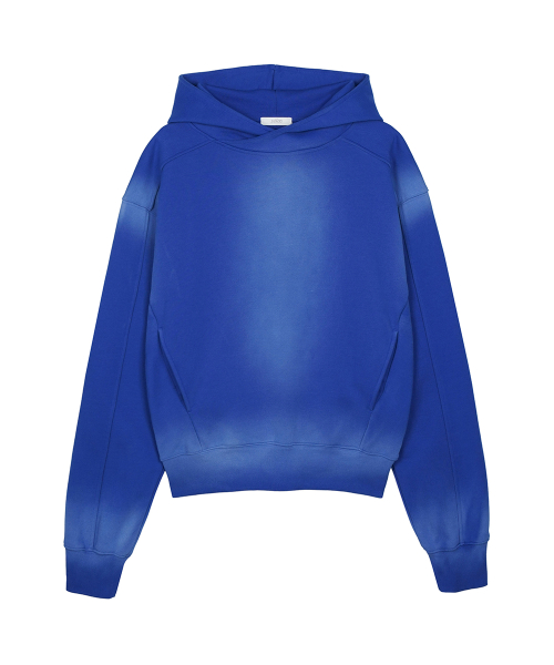 Variation Spray Washed Crop Hoodie Blue
