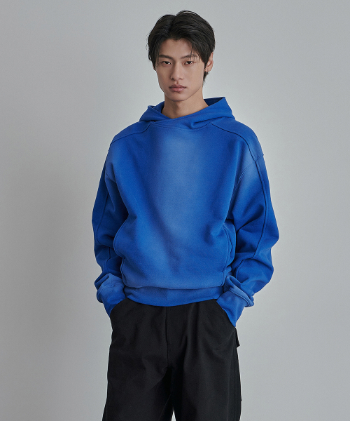 Variation Spray Washed Crop Hoodie Blue