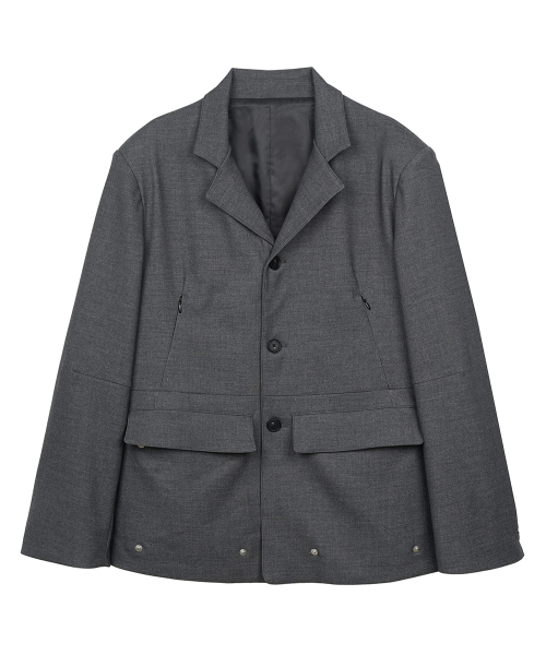 Modular Detachable Cargo 3-Button Jacket Gray