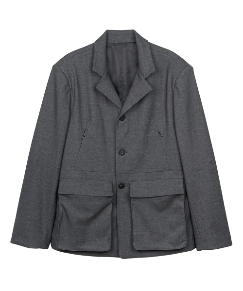 Modular Detachable Cargo 3-Button Jacket Gray