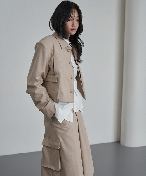 Velé Wool Drift Crop Blouson Beige