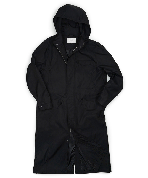 Detachable Hood Long Cover Coat Black