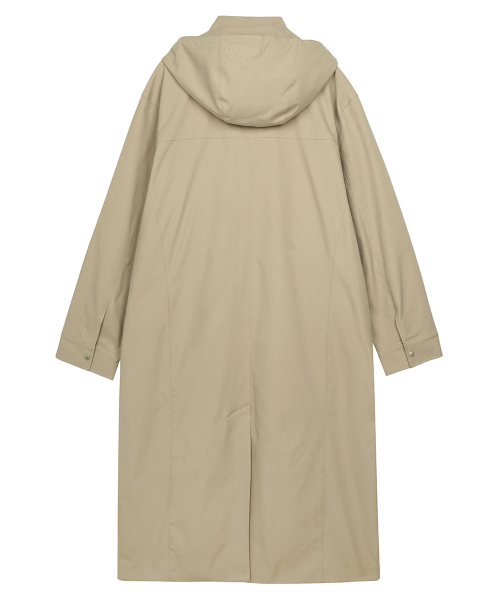 Detachable Hood Long Cover Coat Beige