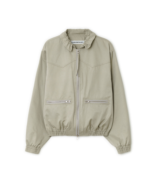 String Bomber Shirring Jacket, KHAKI BEIGE