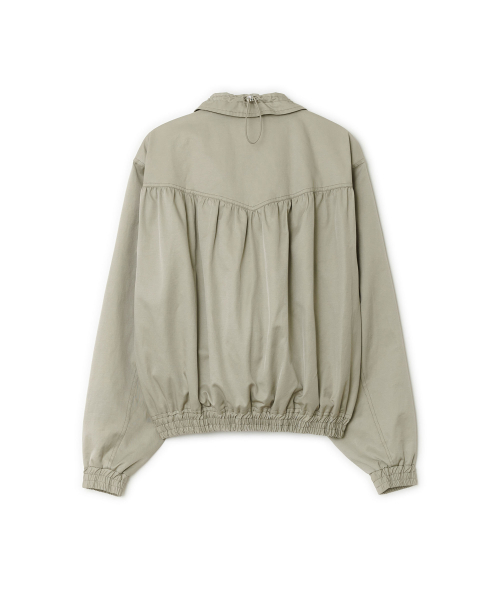 String Bomber Shirring Jacket, KHAKI BEIGE