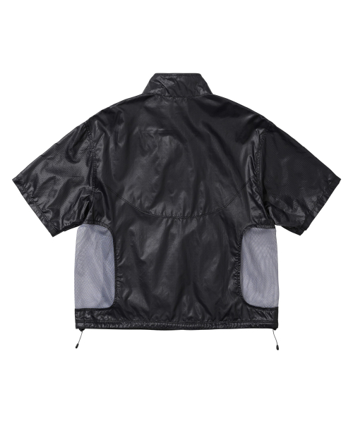 Meshhole Nylon Zip Up Black