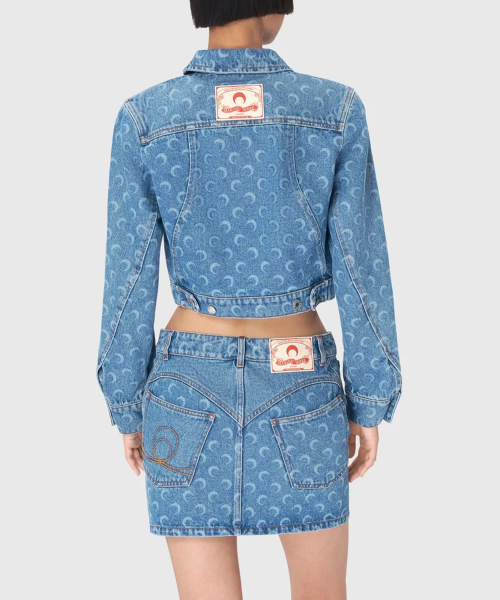 (W) Укороченная джинсовка MOON LASER DENIM CROPPED JACKET LIGHT BLUE