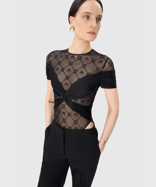 (W) Боди из драпированного трикотажа DRAPED JERSEY BODY BLACK
