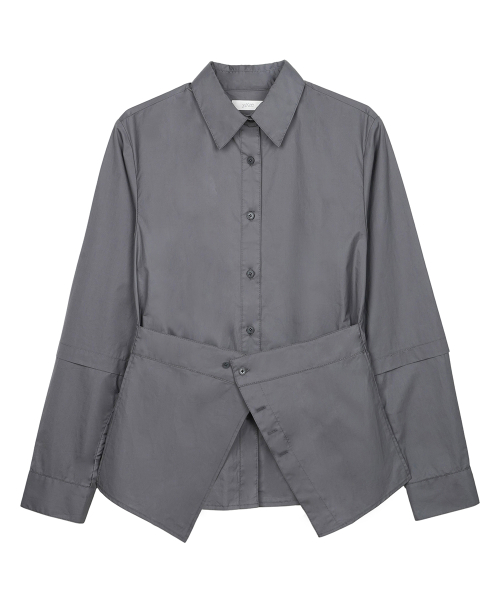 Structured Layered Slim Shirts Charcoal