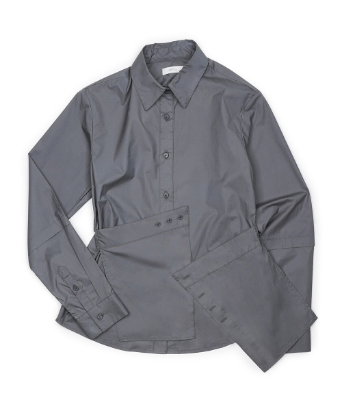 Structured Layered Slim Shirts Charcoal