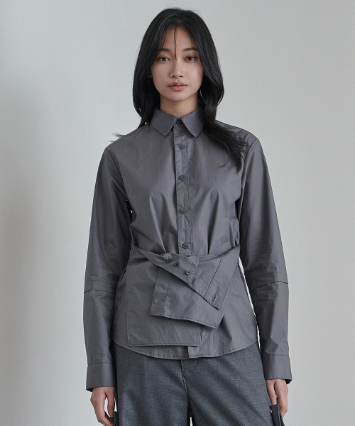 Structured Layered Slim Shirts Charcoal