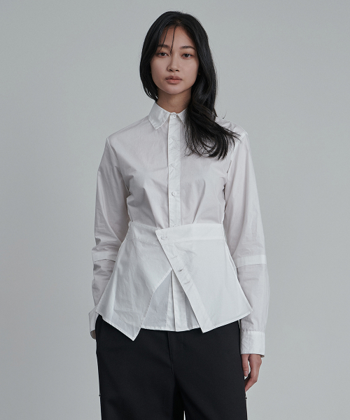 Structured Layered Slim Shirts White