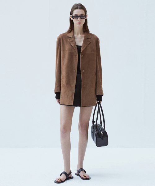 Italian suede Classic Blazer_Mocha Mousse
