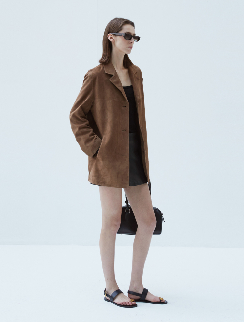 Italian suede Classic Blazer_Mocha Mousse