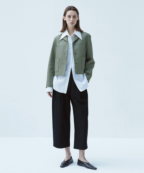 European Dupont Lambskin Three Button JK_Olive Khaki