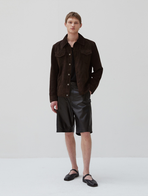 Italian suede Trucker JK_Deep Brown